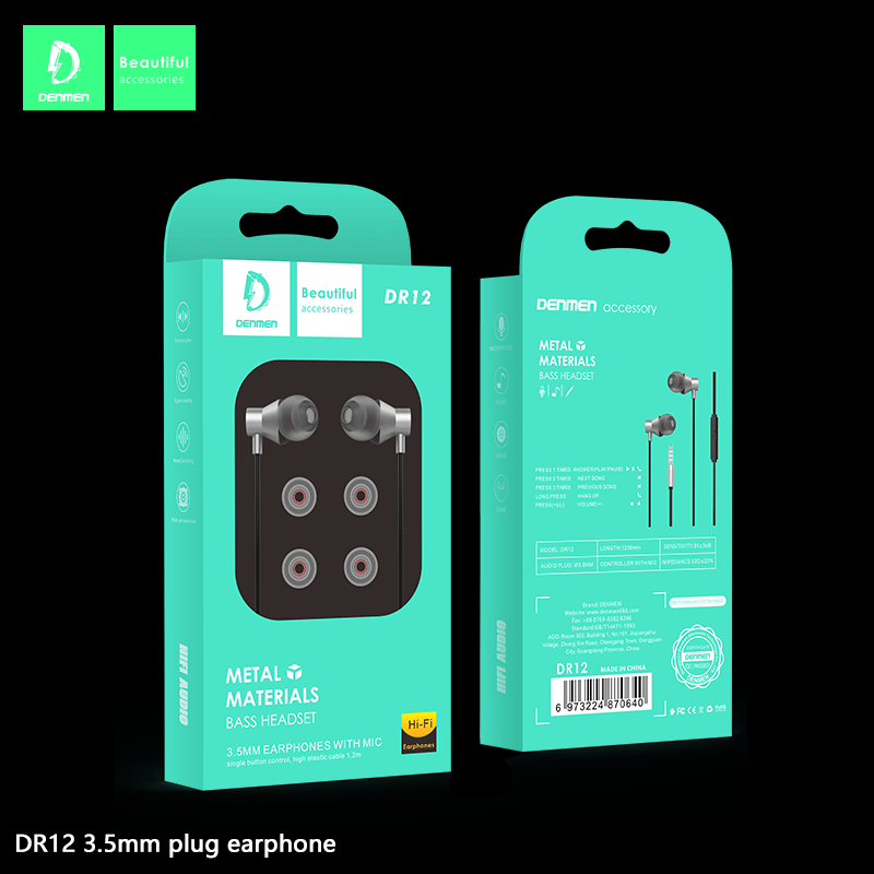 Дротові навушники DENMEN DR12