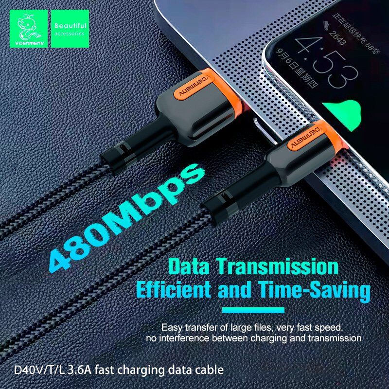 Кабель USB Denmen D40V USB - micro USB 3.6A ТКАНИНОВА ОПЛЕТКА