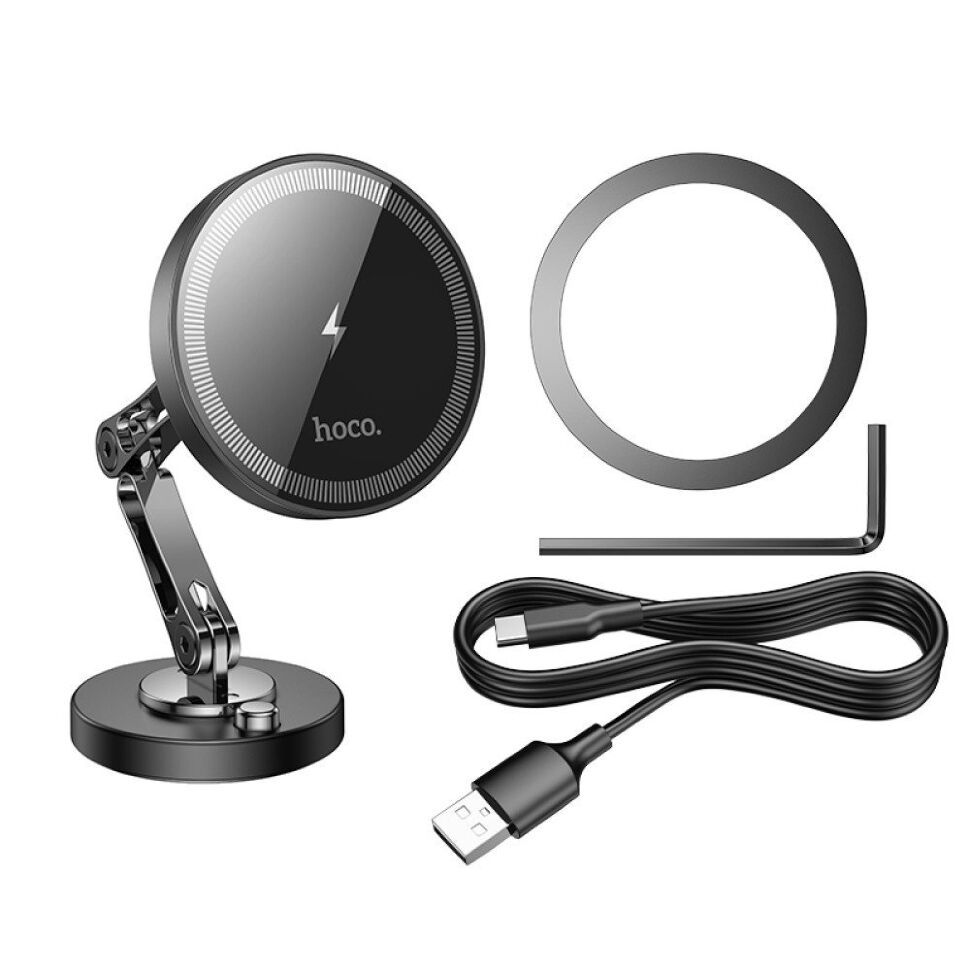 Автомобільний тримач HOCO HW26 бездротова зарядка, сірий Автомобільний тримач HOCO HW26 бездротова зарядка, сірий