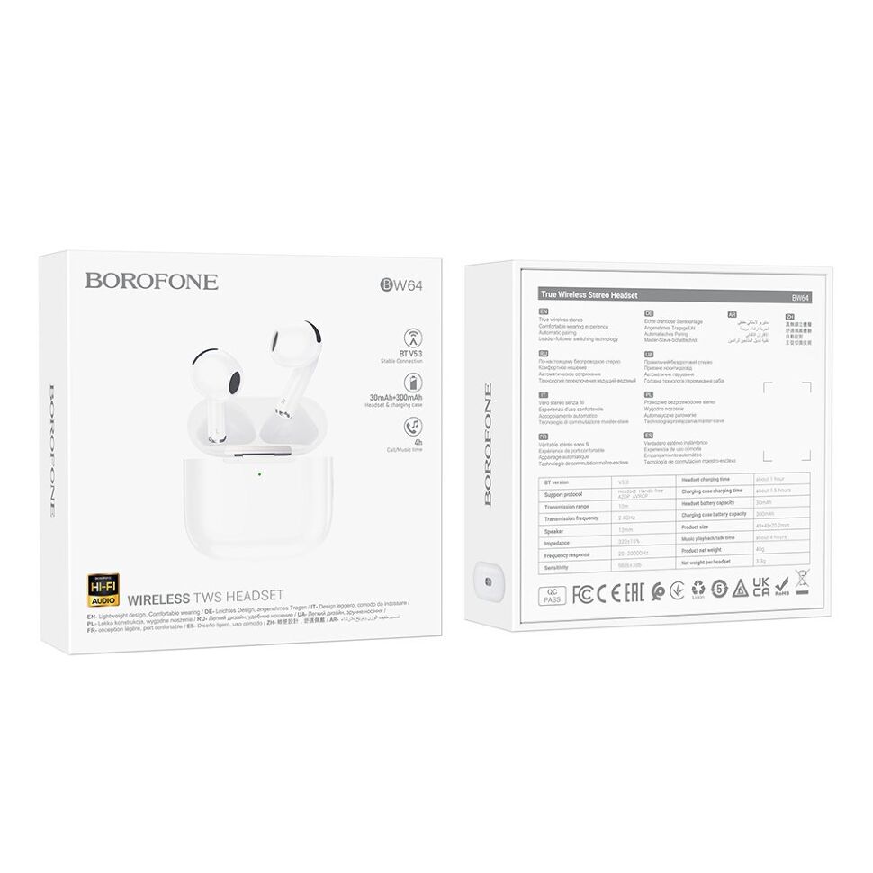 Бездротові навушники HOCO EW64, БІЛИЙ Бездротові навушники HOCO EW64, БІЛИЙ