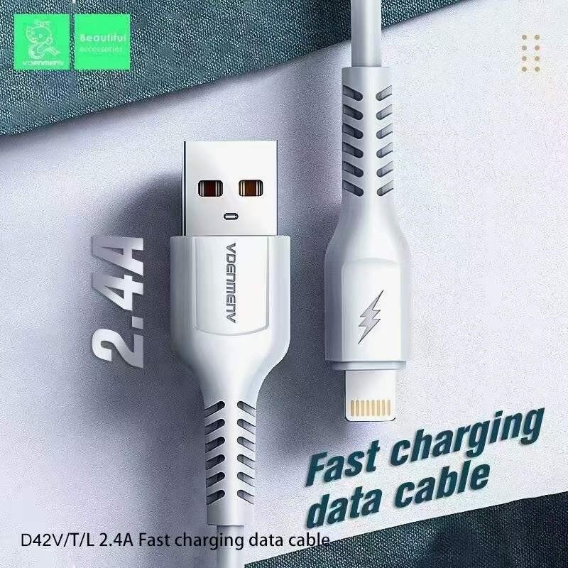 Кабель USB Denmen D42L USB - Lightning (2,4A) Кабель USB Denmen D42L USB - Lightning (2,4A)