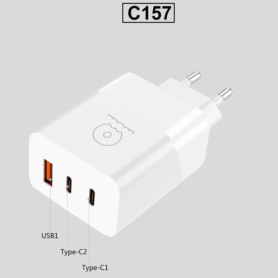 Мережевий зарядний пристрій WUW C157 GAN 65W USB + 2 TYPE-C Мережевий зарядний пристрій WUW C157 GAN 65W USB + 2 TYPE-C
