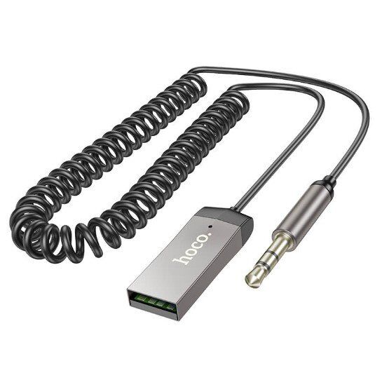 Аудіо ресивер HOCO E78 Benefit car AUX 3.5mm mini jack Bluetooth V5.3, 1,20 метри, сірий Аудіо ресивер HOCO E78 Benefit car AUX 3.5mm mini jack Bluetooth V5.3, 1,20 метри, сірий