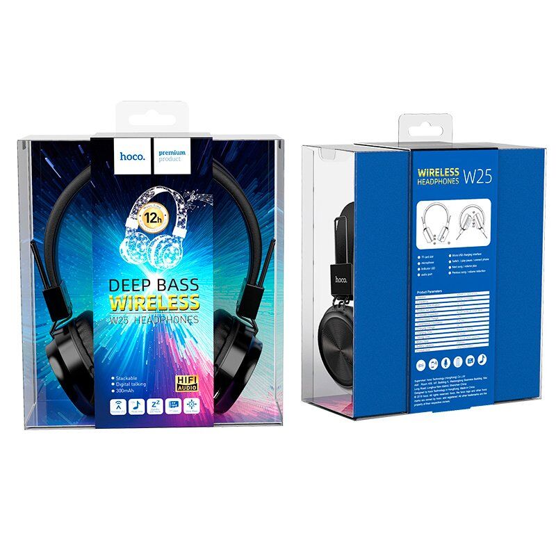 Бездротові повнорозмірні навушники HOCO W25, ЧОРНИЙ Бездротові повнорозмірні навушники HOCO W25, ЧОРНИЙ