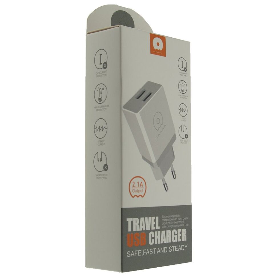 Зарядний пристрій WUW C62 2 usb 2.1 A TRAVEL CHARGER