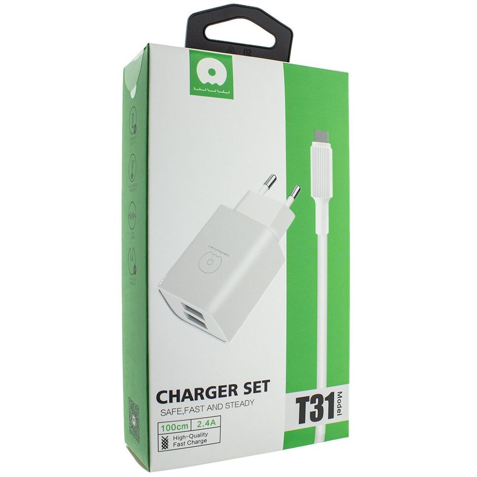 Мережевий зарядний пристрій WUW T31 2USB 2.4A + USB Type-C Мережевий зарядний пристрій WUW T31 2USB 2.4A + USB Type-C