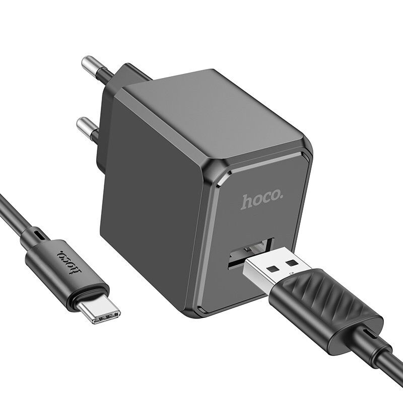 СЗУ HOCO CS11A (1USB) + USB - Type-C (28pc) (черный) СЗУ HOCO CS11A (1USB) + USB - Type-C (28pc) (черный)