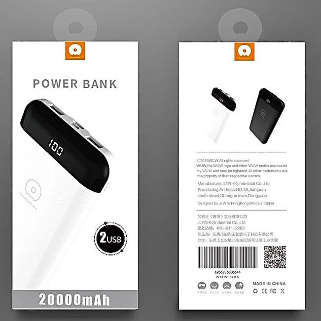 Power Bank WUW U06 20000 mAh ЧОРНИЙ Power Bank WUW U06 20000 mAh ЧОРНИЙ
