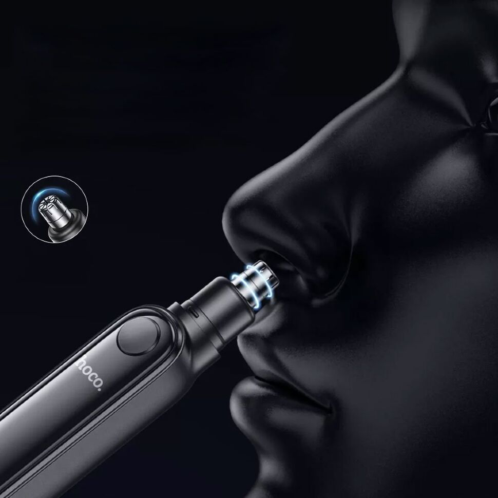 Электрический триммер для волос в носу HOCO HP33 с дисплеем, металлический серый Электрический триммер для волос в носу HOCO HP33 с дисплеем, металлический серый