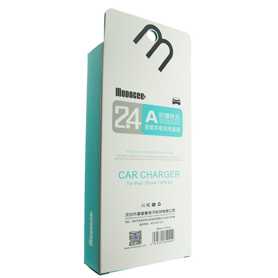 АЗУ MODOCEE M37 2.4A 2USB + USB КАБЕЛЬ LIGHTNING