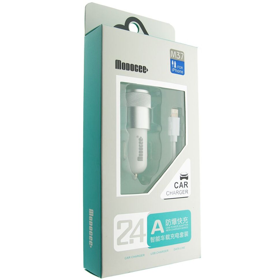 АЗУ MODOCEE M37 2.4A 2USB + USB КАБЕЛЬ LIGHTNING