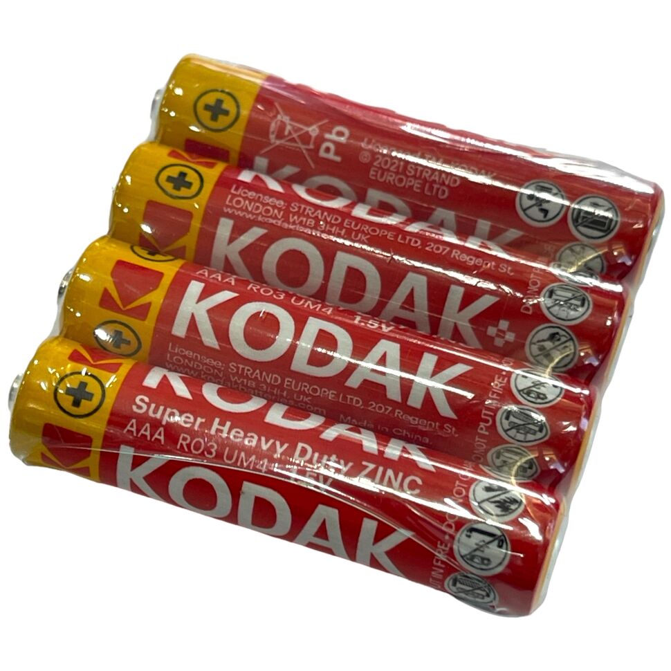 Батарейка AAA сольова KODAK SUPER HEAVY DUTY R03 UM4 1.5V, 4 штуки
