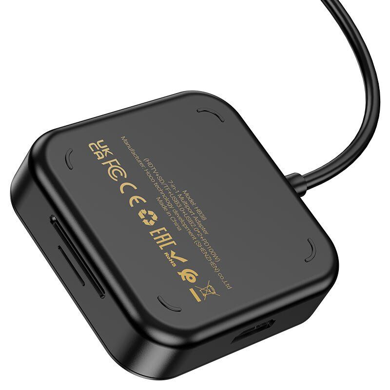 Конвертор HOCO HB38 7в1 TYPE-C (HDMI 4K + USB 3.0 + 2*USB 2.0 + SD / MicroSD + Type-C PD 100W), 20 см Конвертор HOCO HB38 7в1 TYPE-C (HDMI 4K + USB 3.0 + 2*USB 2.0 + SD / MicroSD + Type-C PD 100W), 20 см