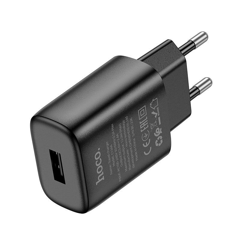 СЗУ HOCO C134A (1USB/2.4A) + USB - Type-C (28pc) (черный)