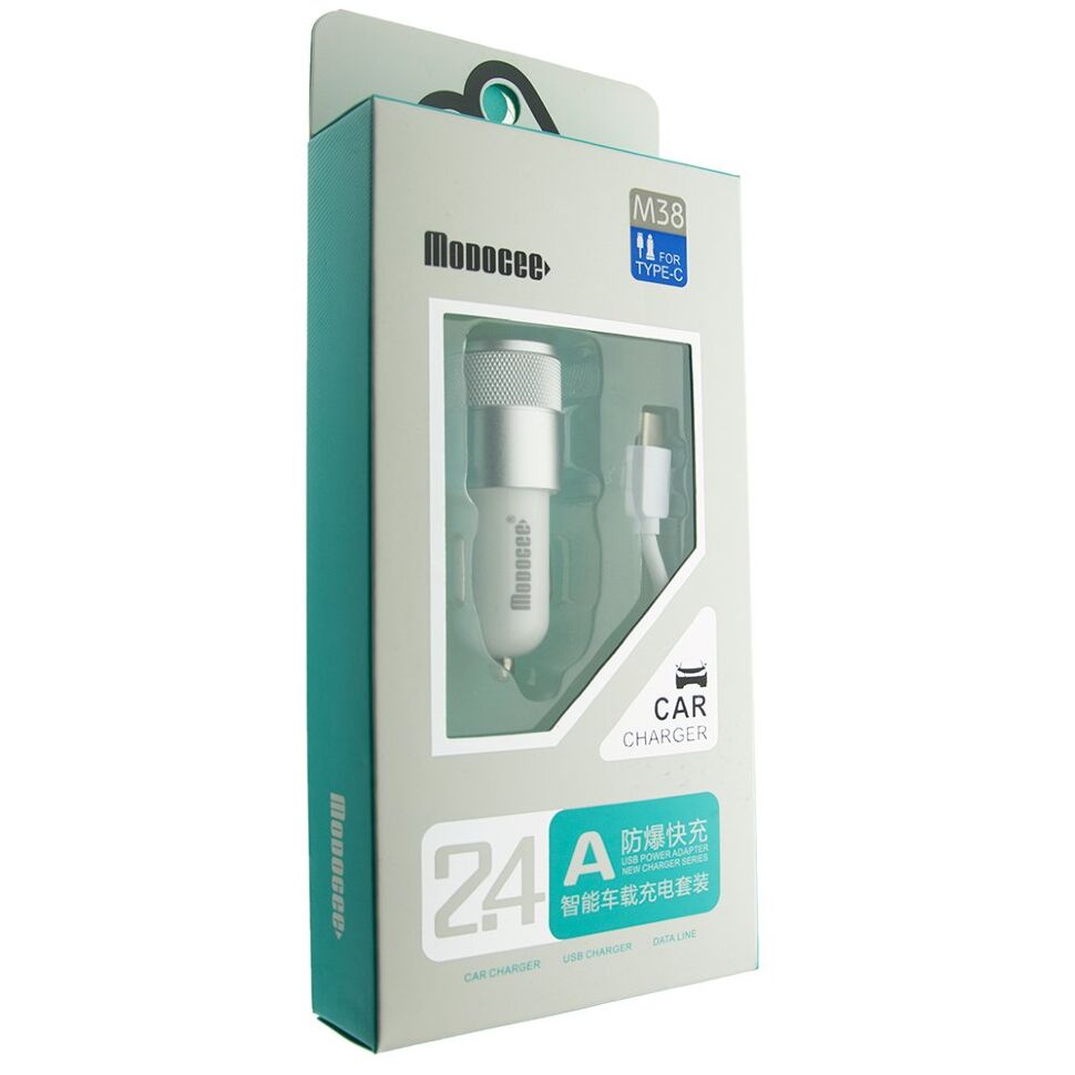 АЗУ MODOCEE M38 2.4A 2USB + USB КАБЕЛЬ TYPE-C