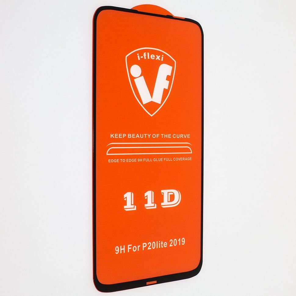 Захисне скло для телефону 11D 9H i-flexi HUAWEI P20 LITE / Nova 3E в упаковці ЧОРНИЙ