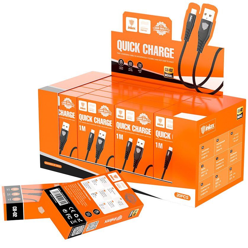 КАБЕЛЬ USB INKAX CB-02 MICRO Тканинна обплетення 1 метр 2,1А КАБЕЛЬ USB INKAX CB-02 MICRO Тканинна обплетення 1 метр 2,1А