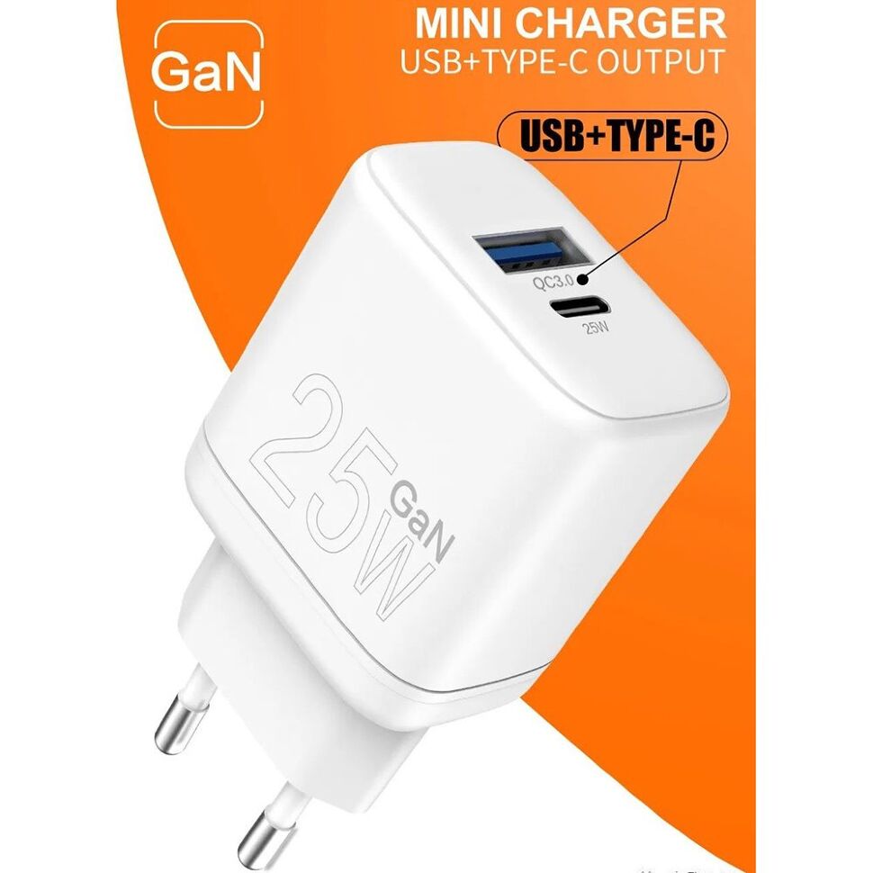 Мережевий зарядний пристрій WUW C161 GaN TYPE-C PD 25W | USB Мережевий зарядний пристрій WUW C161 GaN TYPE-C PD 25W | USB