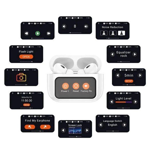 Бездротові навушники HOCO EW72 Soar з активним шумозаглушенням та сенсорним екраном, білий