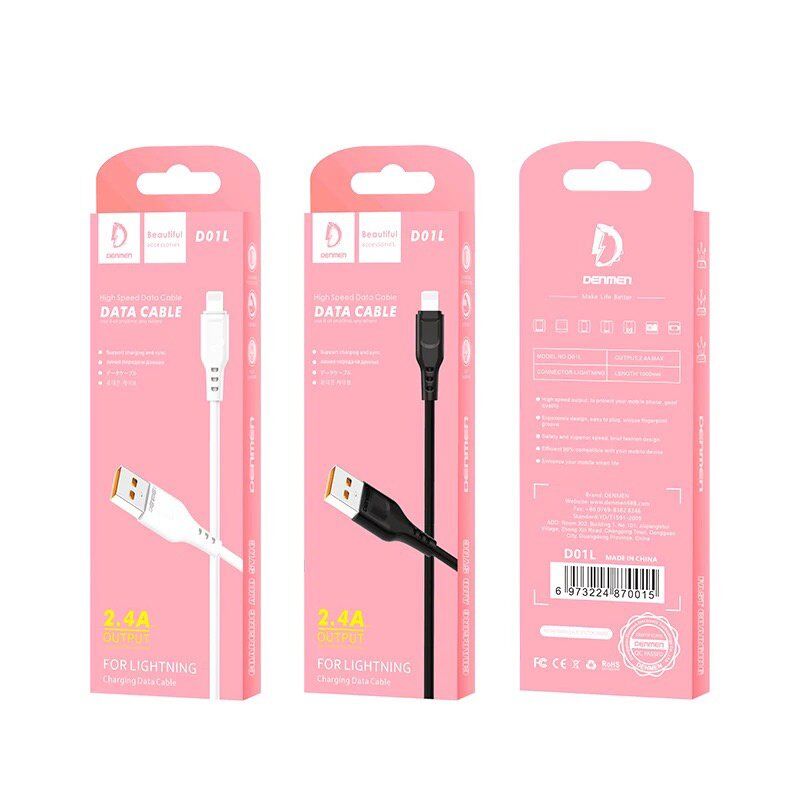 Кабель USB Denmen D01L USB - Lightning (2,4A) Кабель USB Denmen D01L USB - Lightning (2,4A)
