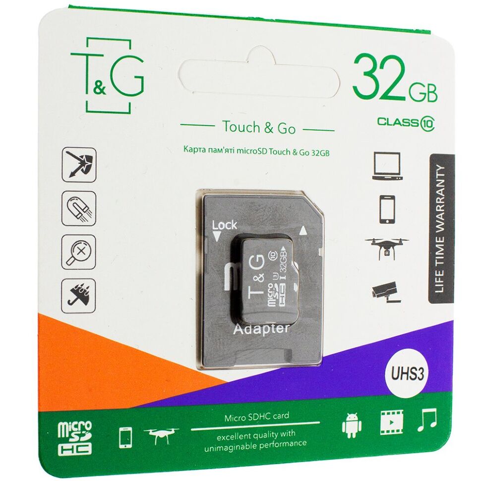 Карта пам'яті micro SDXC 32GB (UHS-3) class 10 T&G (з адаптером) Карта пам'яті micro SDXC 32GB (UHS-3) class 10 T&G (з адаптером)