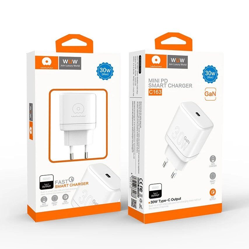 Мережевий зарядний пристрій WUW C163 GaN TYPE-C PD 30W Мережевий зарядний пристрій WUW C163 GaN TYPE-C PD 30W