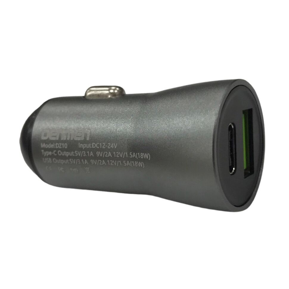 Автомобільний зарядний пристрій DENMEN DZ10 3.1A 2 PORT 18W, QC3.0+PD Автомобільний зарядний пристрій DENMEN DZ10 3.1A 2 PORT 18W, QC3.0+PD