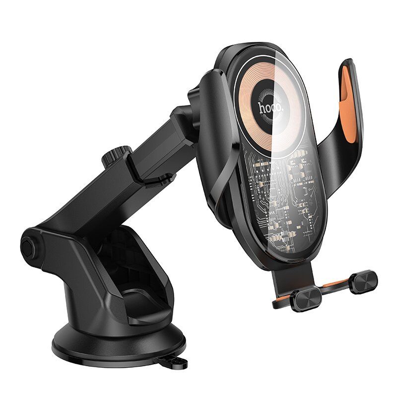 Автомобільний тримач HOCO HW34 з бездротовою зарядкою, чорний