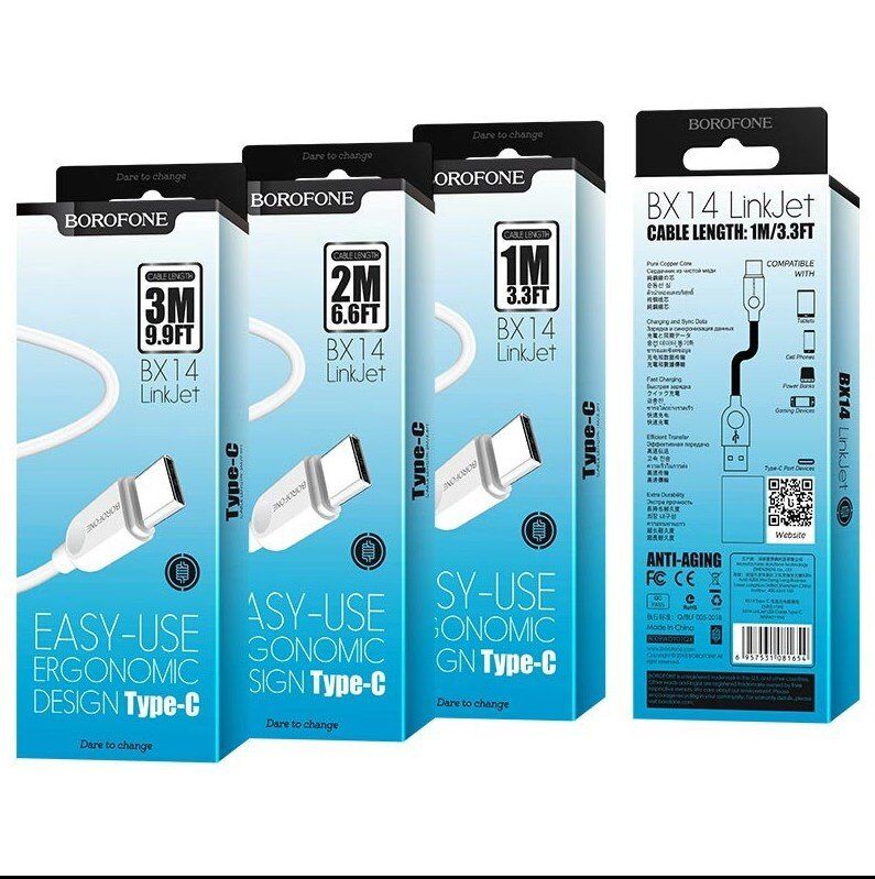 USB кабель BOROFONE BX14 LinkJet USB - Type-C 2 МЕТРА USB кабель BOROFONE BX14 LinkJet USB - Type-C 2 МЕТРА