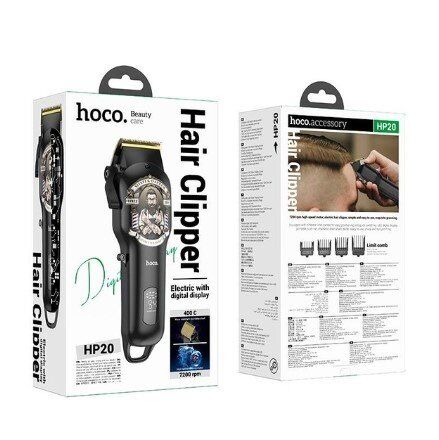 Електрична машинка для стрижки HOCO HP20 з цифровим дисплеєм, ЧОРНИЙ Електрична машинка для стрижки HOCO HP20 з цифровим дисплеєм, ЧОРНИЙ