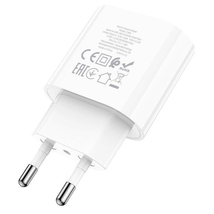 Мережевий зарядний пристрій HOCO C94A TYPE-C PD 20W, білий