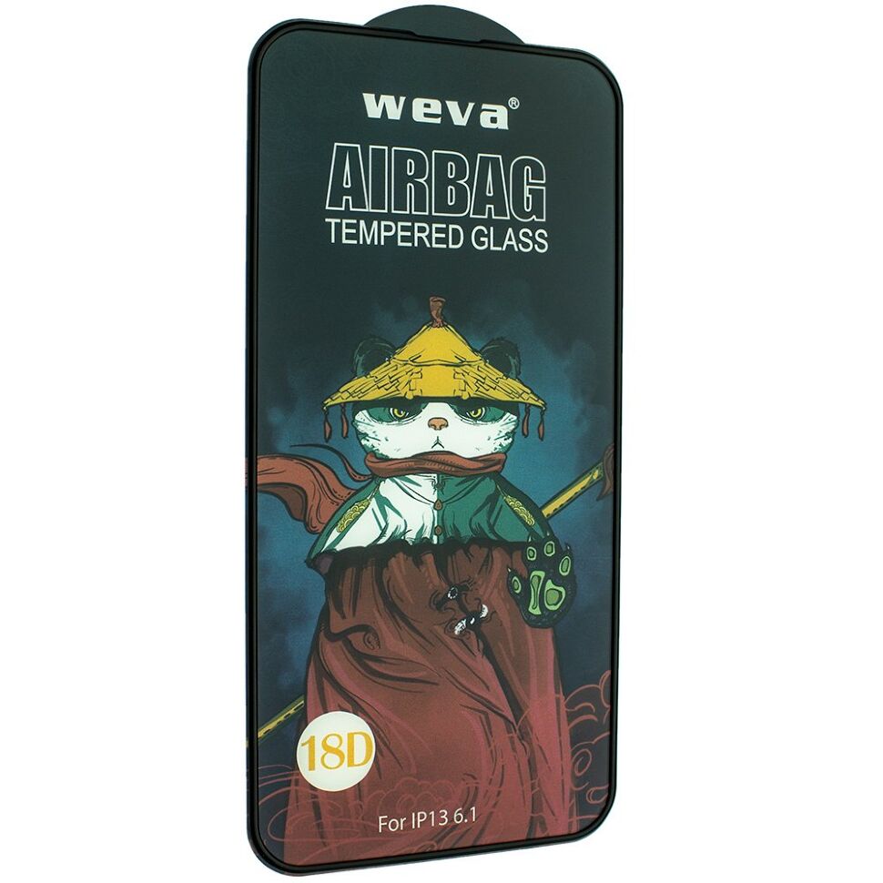 Захисне скло 18D із захисним бортом для APPLE iPhone 16E / 14 / 13 / 13 PRO 6.1" ЧОРНИЙ