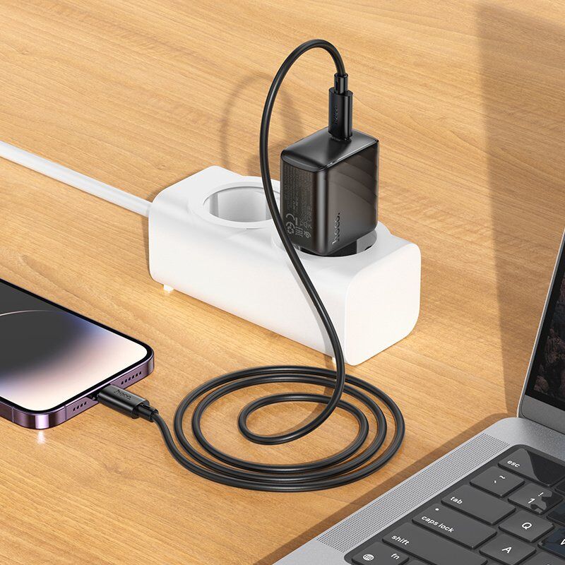 Мережевий зарядний пристрій HOCO CS24A TYPE-C PD 25W + КАБЕЛЬ TYPE-C - LIGHTNING, чорний Мережевий зарядний пристрій HOCO CS24A TYPE-C PD 25W + КАБЕЛЬ TYPE-C - LIGHTNING, чорний