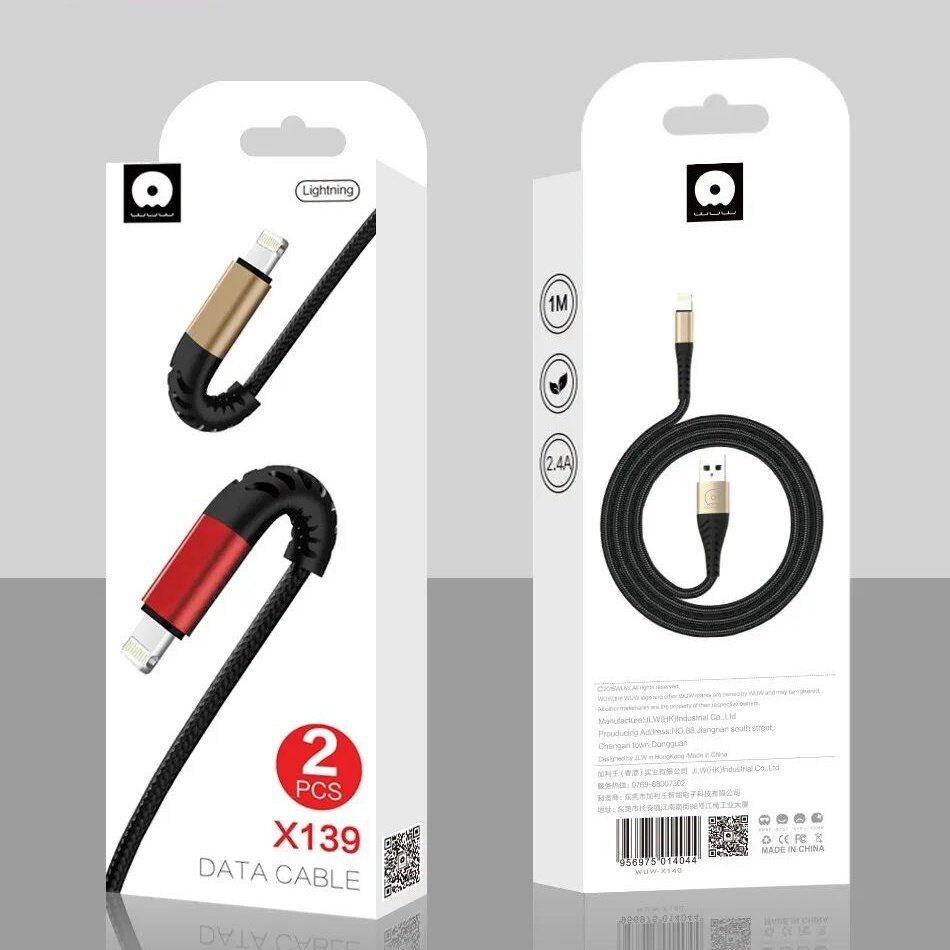 Кабель USB WUW X139 USB - Lightning 2,4A (2 кабелі в упаковці) (70) Кабель USB WUW X139 USB - Lightning 2,4A (2 кабелі в упаковці) (70)