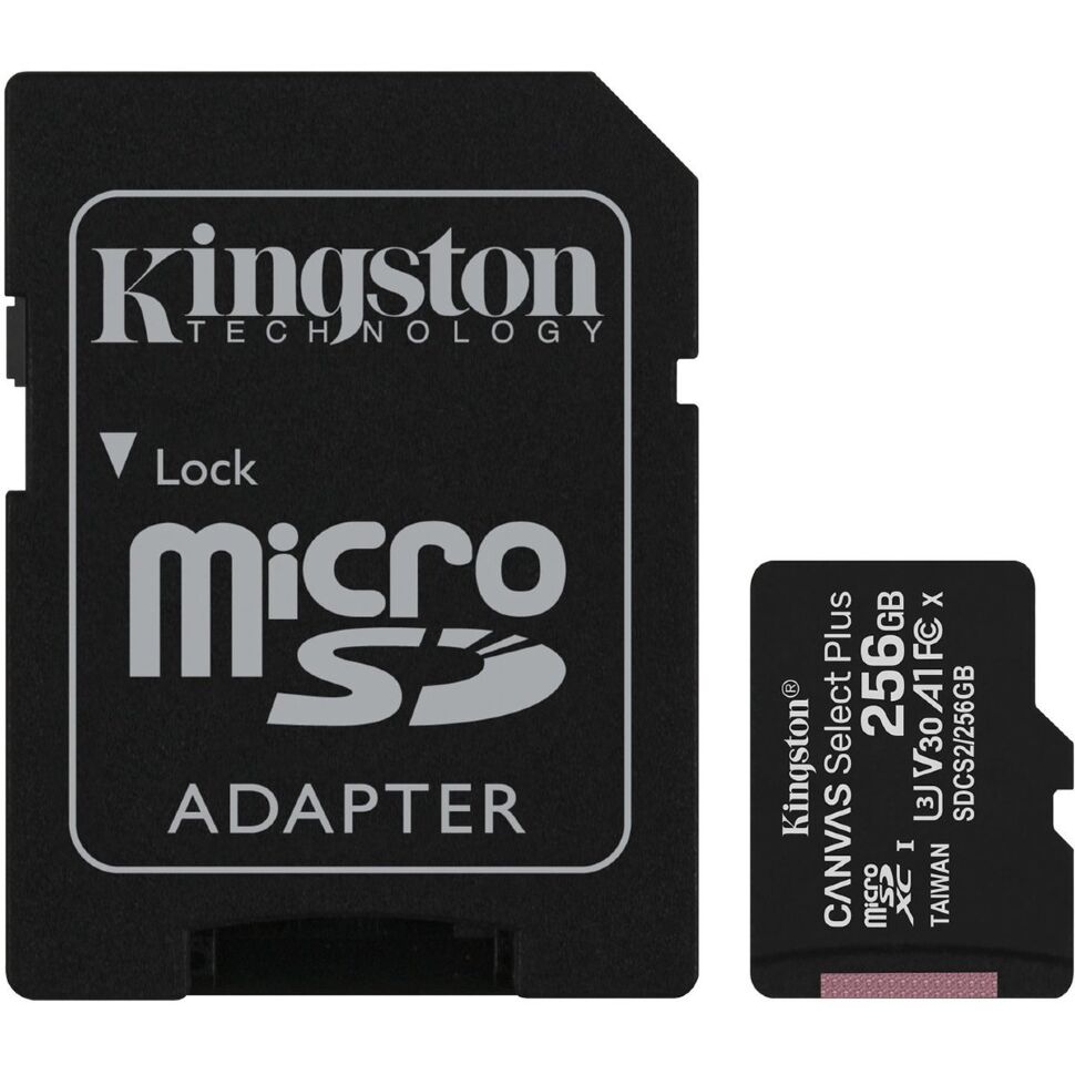 Карта пам'яті microSDXC (UHS-1) Kingston Canvas Select Plus 256Gb class 10 А1 (R-100MB/s) + adapter