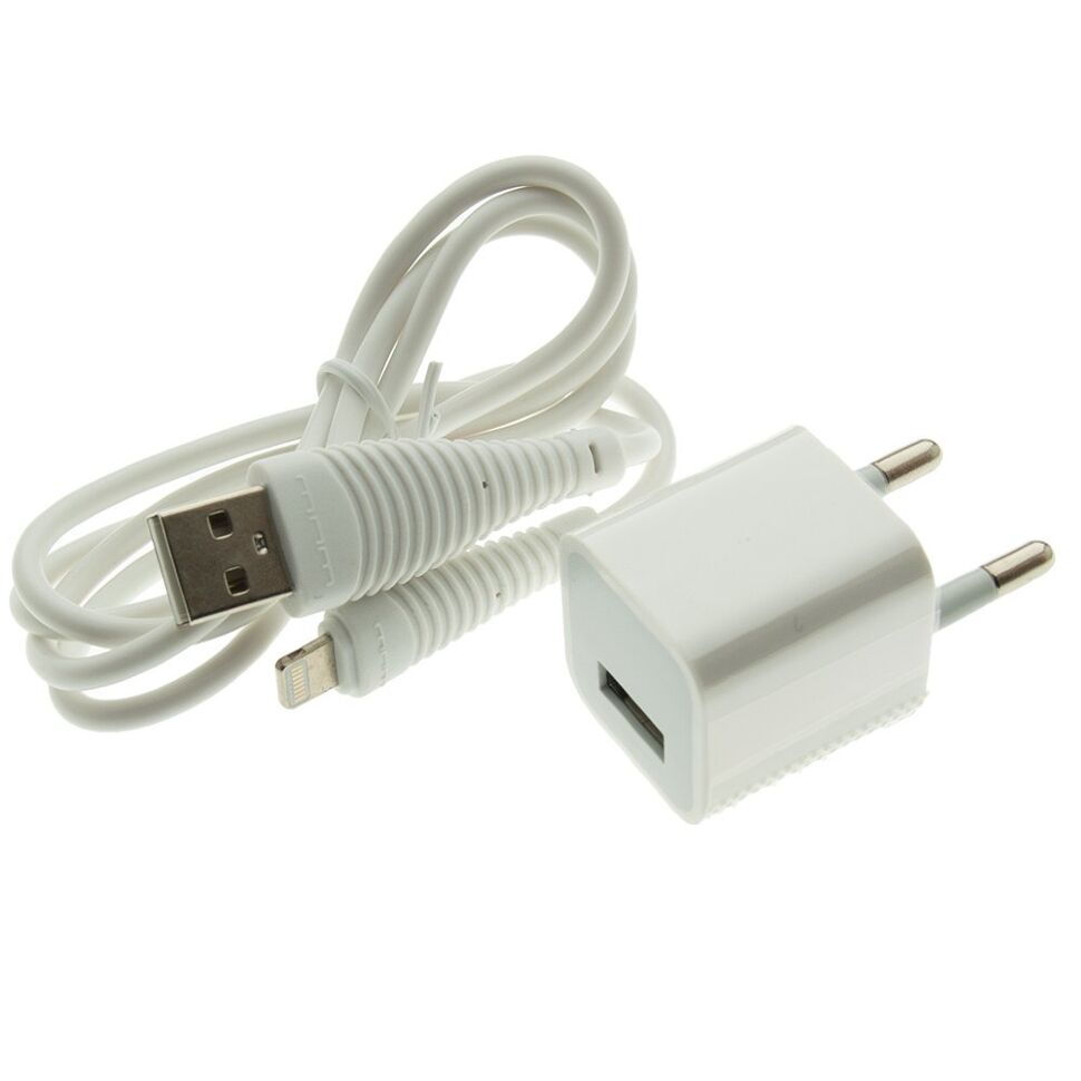 Зарядний пристрій WUW T18 USB+ Lightning 1000 mA (КУБІК)