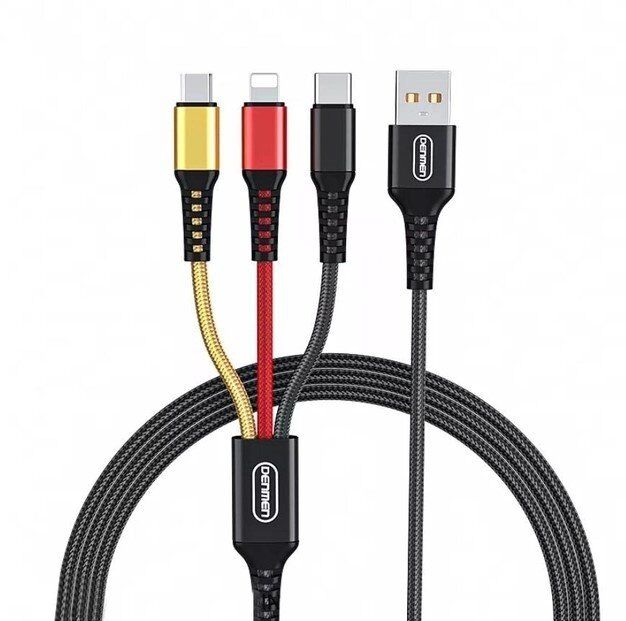 Кабель USB Denmen D02E 3В1 ТКАНИНОВА ОПЛЕТКА 2.4A USB - Lightning/Micro/Type-C Кабель USB Denmen D02E 3В1 ТКАНИНОВА ОПЛЕТКА 2.4A USB - Lightning/Micro/Type-C