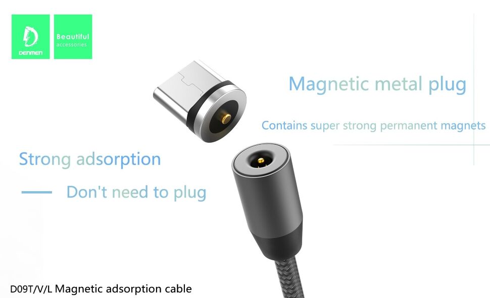 Конектор магнітний круглий Denmen C09L MAGNETIC PLUG Lightning FOR IPHONE