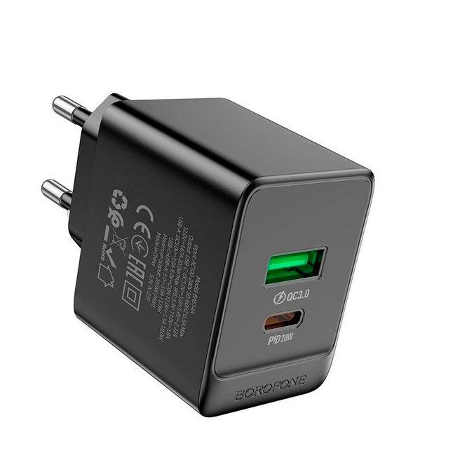 Мережевий зарядний пристрій BOROFONE BAS14A Erudite PD20W+QC3.0 charger(EU) Мережевий зарядний пристрій BOROFONE BAS14A Erudite PD20W+QC3.0 charger(EU)
