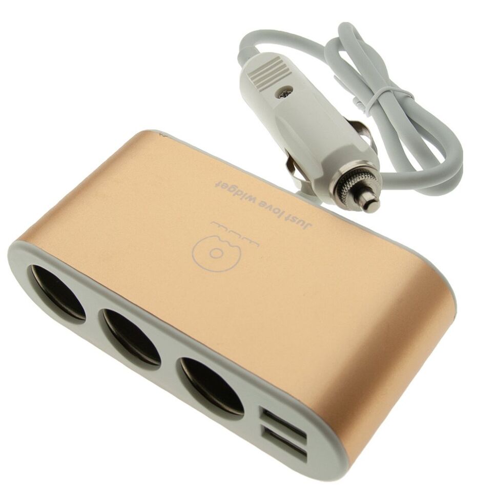 Автомобільний зарядний пристрій WUW C22 трійник у прикурювач + 2 USB 2.4A Автомобільний зарядний пристрій WUW C22 трійник у прикурювач + 2 USB 2.4A