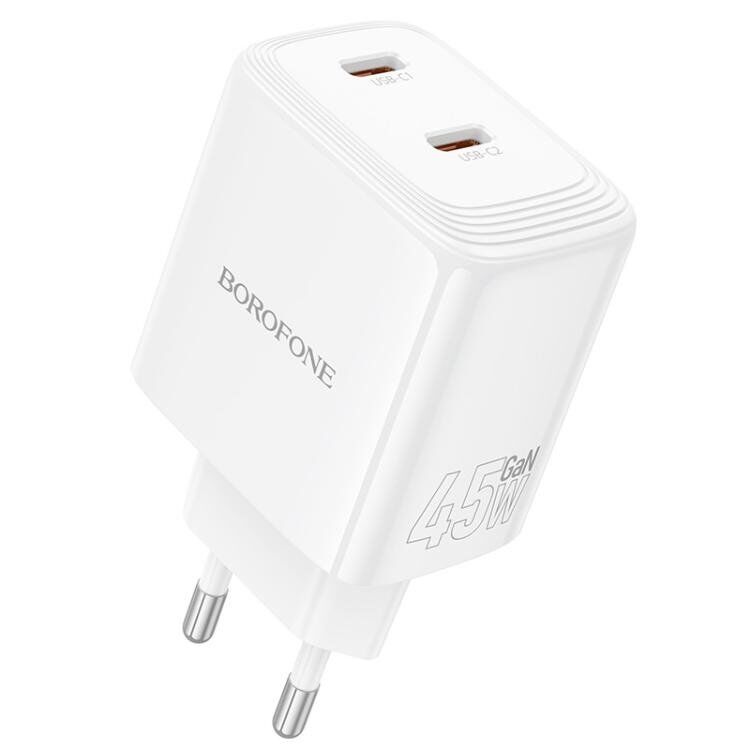 Мережевий зарядний пристрій BOROFONE BN31 PD 45W (2×USB-C) + кабель Type-C - Type-C, EU