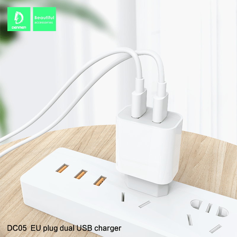 Мережевий зарядний пристрій DENMEN DC05T + CABLE USB Type-C 2.4A 2USB Мережевий зарядний пристрій DENMEN DC05T + CABLE USB Type-C 2.4A 2USB