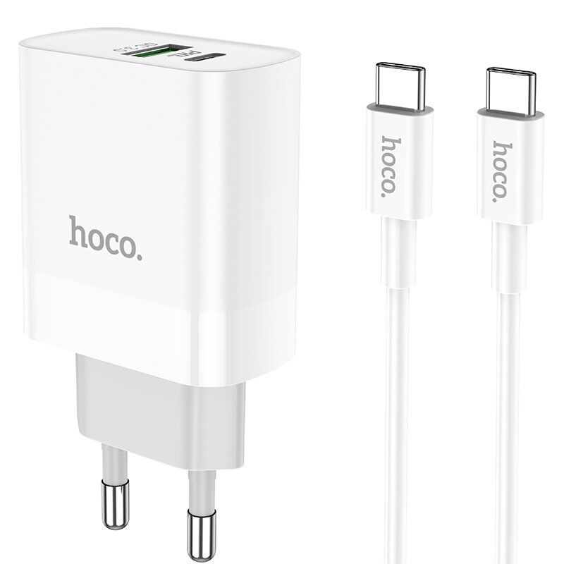 СЗУ HOCO C80A PD 20W+QC3.0 (1USB/1Type-C/3.1A) + Type-C - Type-C (12pc) (белый)