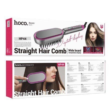 Електрична щітка-випрямляч HOCO HP44 із цифровим дисплеєм, рожево-червоний Електрична щітка-випрямляч HOCO HP44 із цифровим дисплеєм, рожево-червоний