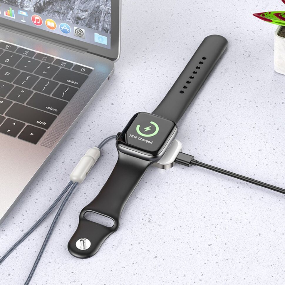 Бездротовий зарядний пристрій BOROFONE BQ25 для годинника Apple з TYPE-C роз'ємом стальний
