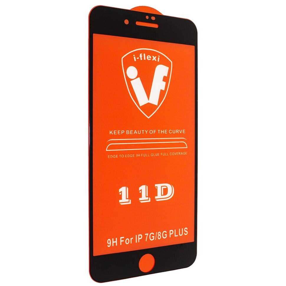 Захисне скло для телефону 11D 9H i-flexi IPHONE 7 PLUS / 8 PLUS в упаковці ЧОРНИЙ Захисне скло для телефону 11D 9H i-flexi IPHONE 7 PLUS / 8 PLUS в упаковці ЧОРНИЙ