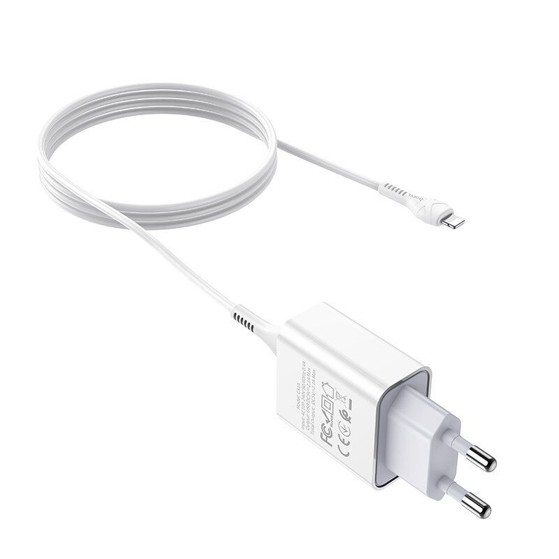 СЗУ HOCO C81A (1USB/2.1A) + USB - Lightning (23pc) (белый)