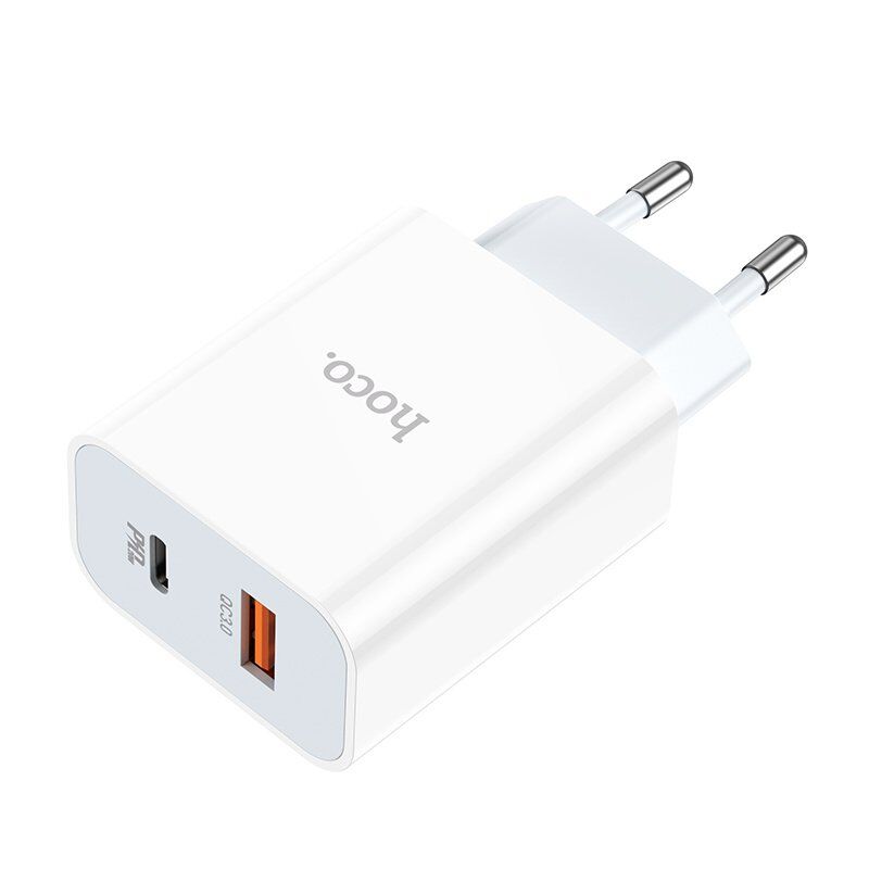 Мережевий зарядний пристрій HOCO C97A TYPE-C PD 20W + USB QC 3.0, БІЛИЙ