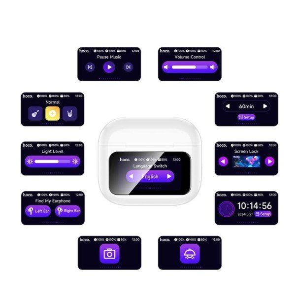 Бездротові навушники HOCO EW81 Elegant з сенсорним екраном, білий Бездротові навушники HOCO EW81 Elegant з сенсорним екраном, білий