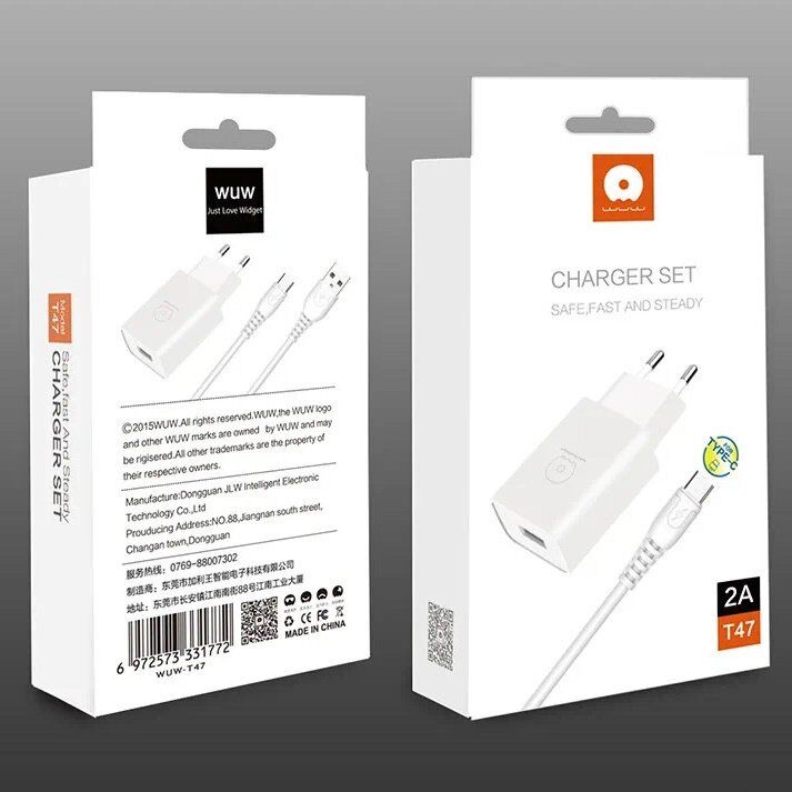 Мережевий зарядний пристрій WUW T47 2.4A + USB Type-C БІЛИЙ (70) Мережевий зарядний пристрій WUW T47 2.4A + USB Type-C БІЛИЙ (70)